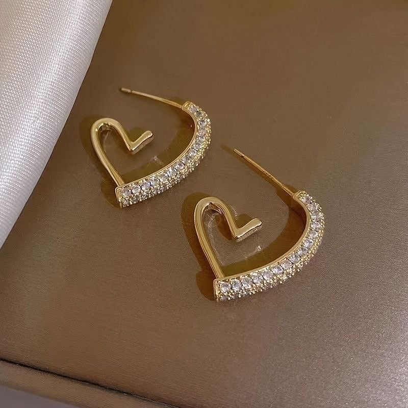 Rhinestone heart earrings