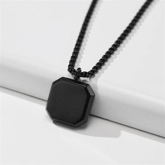 Black square locket chain