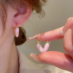 Pink heart pop earrings