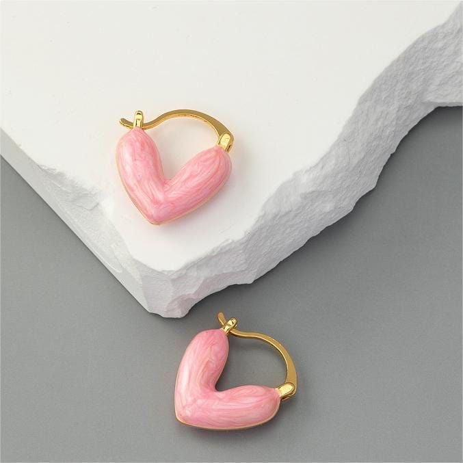 Pink heart pop earrings