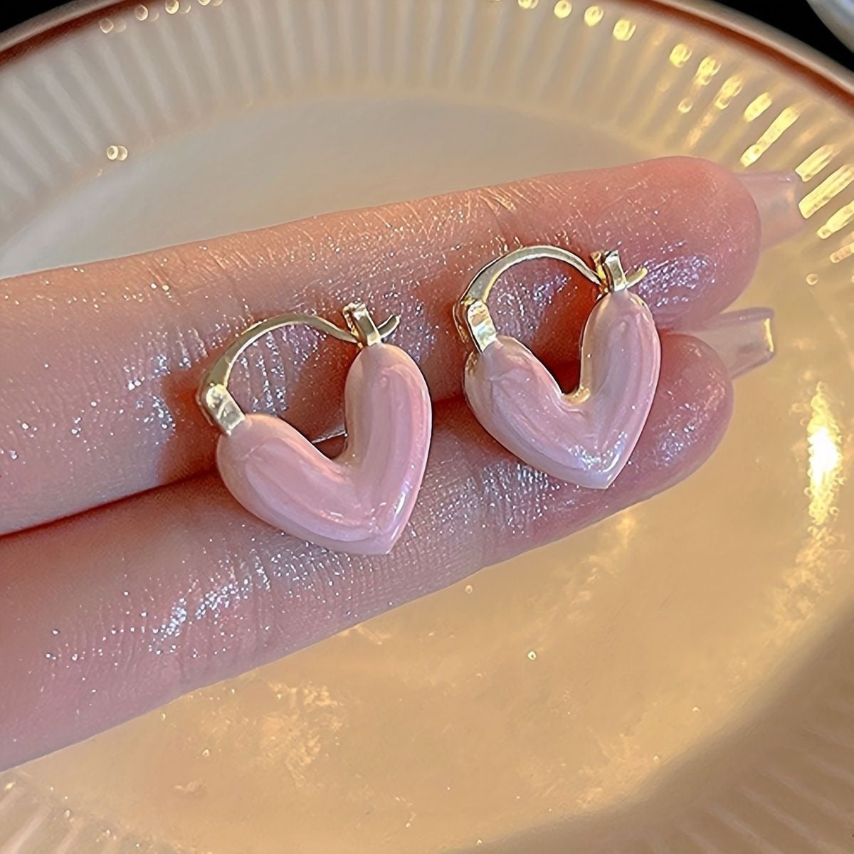 Pink heart pop earrings