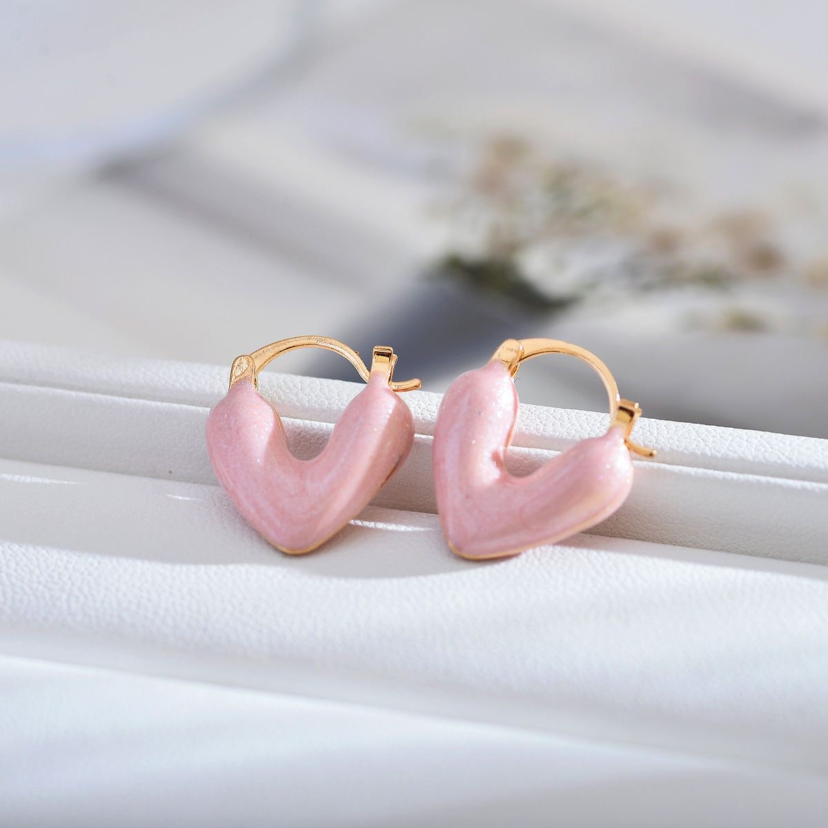 Pink heart pop earrings