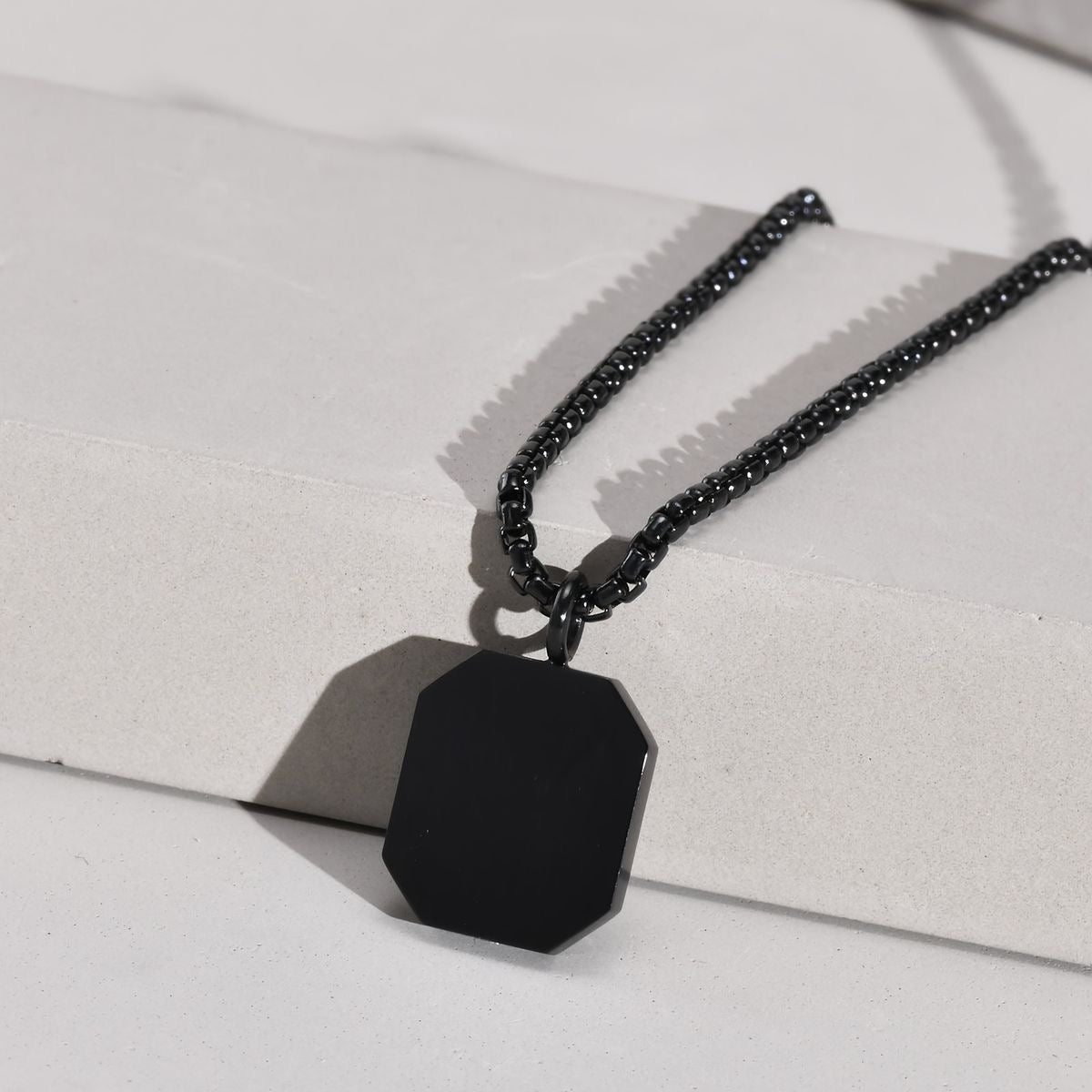 Black square locket chain