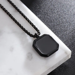 Black square locket chain