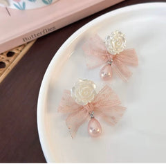 Fabric flower earrings