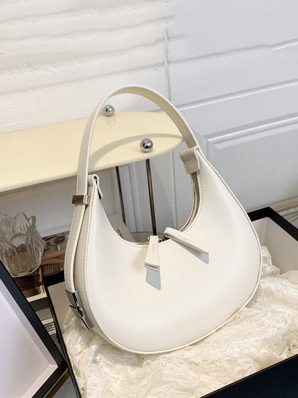 Minimal top handle hobo bag